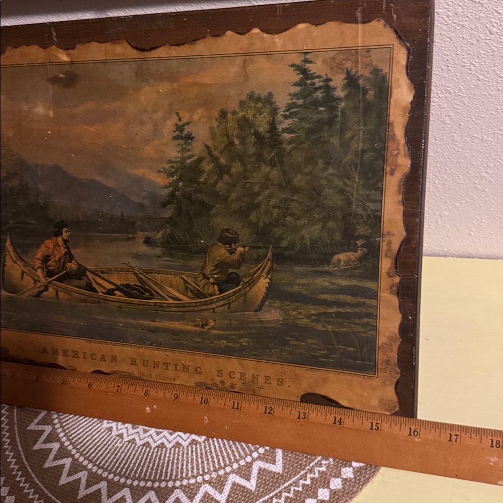 Vintage ‘American Hunting Scenes : A Good Chance’ Currier & Ives Art on wood - Picture 3 of 5